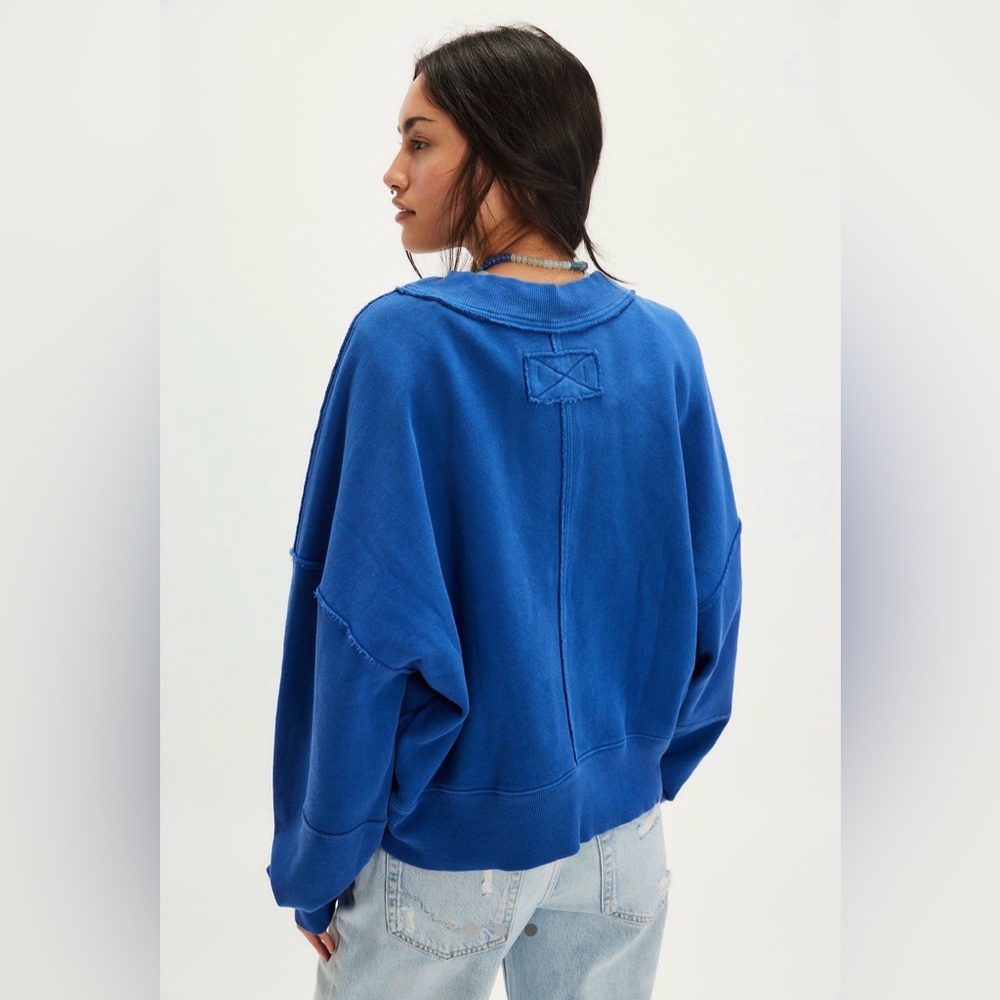 NWT Free People We The Free Hi-Lo Pullover True Blue - Picture 3 of 7